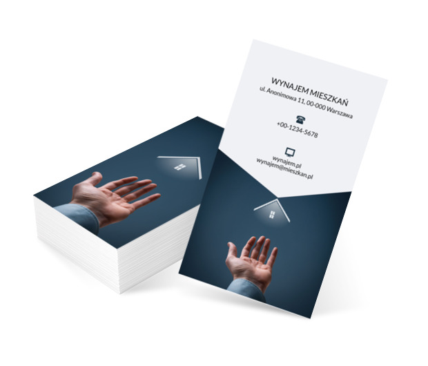 Męska dłoń, Nieruchomość, Wynajem mieszkań - Wizytówki Netprint szablony online