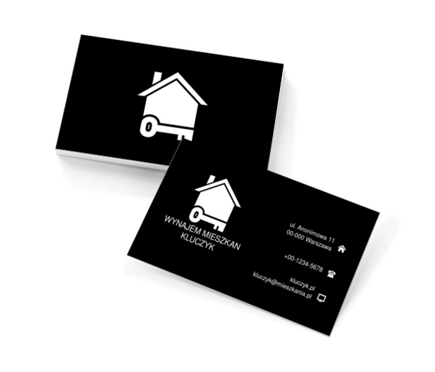 Klucz pod domem, Nieruchomość, Wynajem mieszkań - Wizytówki Netprint szablony online