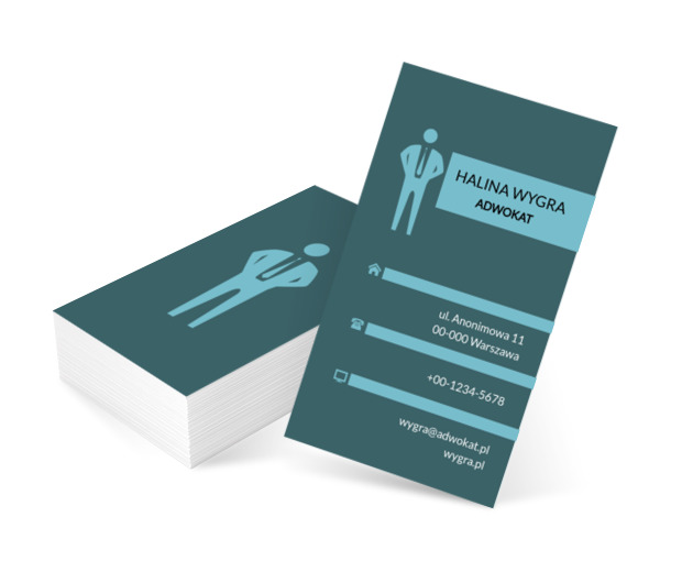 Niebieska sylwetka mężczyzny, Prawo, Adwokat - Wizytówki Netprint szablony online