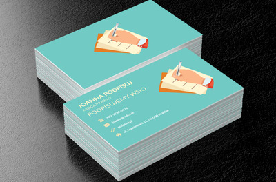 Dłoń podpisująca dokumenty, Prawo, Radca Prawny - Wizytówki Netprint