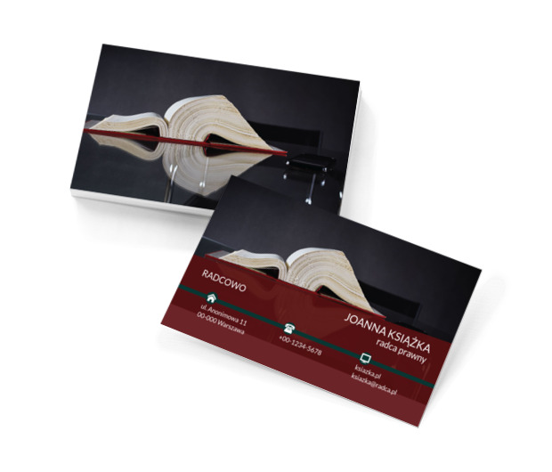 Otwarta księga, Prawo, Radca Prawny - Wizytówki Netprint szablony online