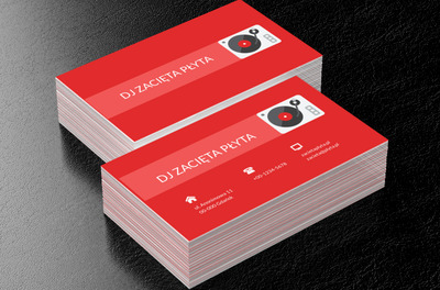 Grafika z płytą winylową, Rozrywka, DJ - Wizytówki Netprint