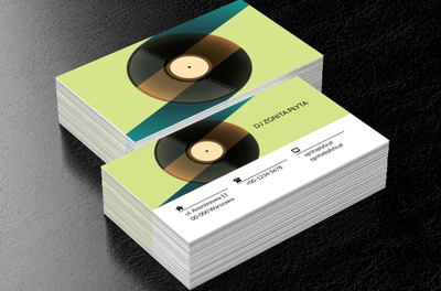 Czarna płyta winylowa, Rozrywka, DJ - Wizytówki Netprint
