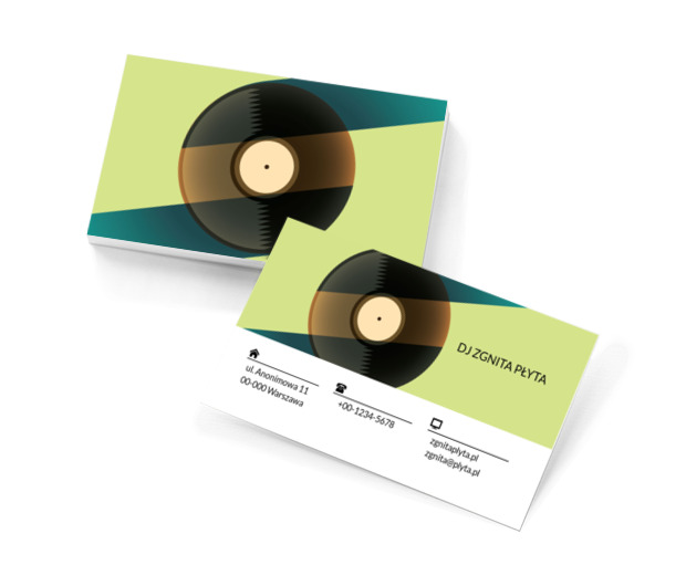 Czarna płyta winylowa, Rozrywka, DJ - Wizytówki Netprint szablony online