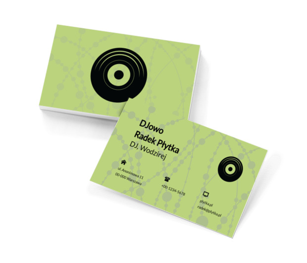 Płyta winylowa na jasnym tle, Rozrywka, DJ - Wizytówki Netprint szablony online