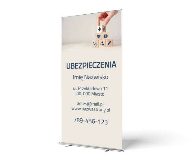 Efektowna i gustowna reklama mobilna, Finanse i Ubezpieczenia, Firma ubezpieczeniowa - Roll-up Netprint szablony online