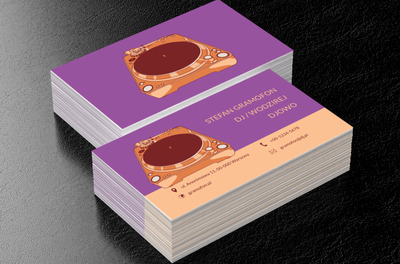 Konsola z płytą winylową, Rozrywka, DJ - Wizytówki Netprint