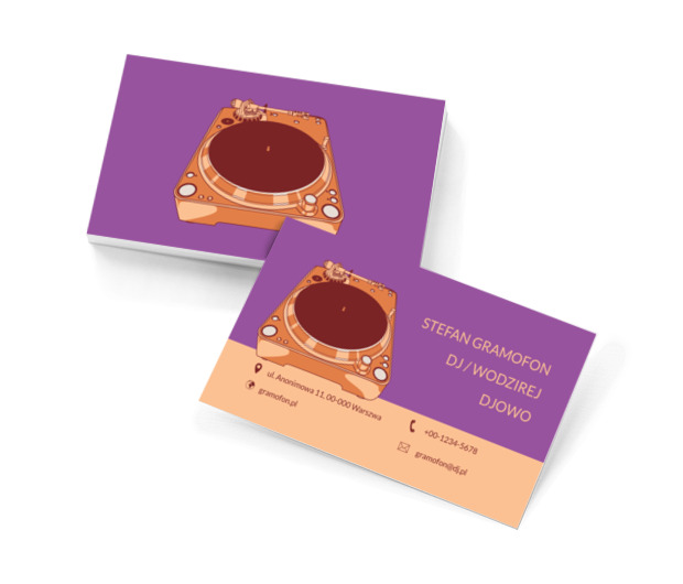 Konsola z płytą winylową, Rozrywka, DJ - Wizytówki Netprint szablony online