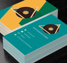 Kolorowe tło z płytą, Rozrywka, Klub muzyczny - Wizytówki Netprint