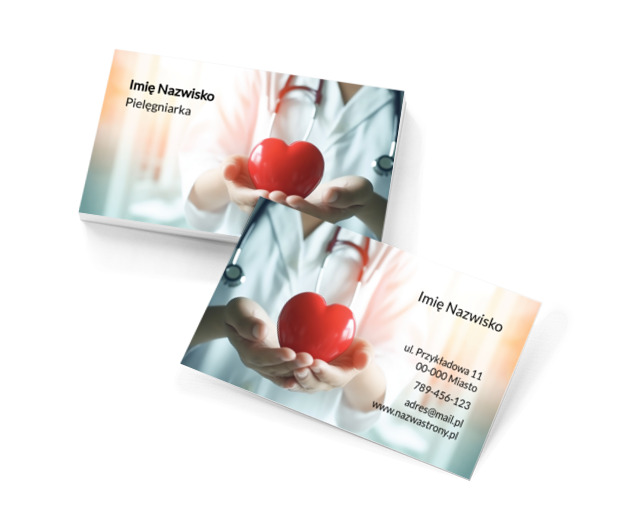 Z dbałości o serca, Medycyna, Służba zdrowia - Wizytówki Netprint szablony online