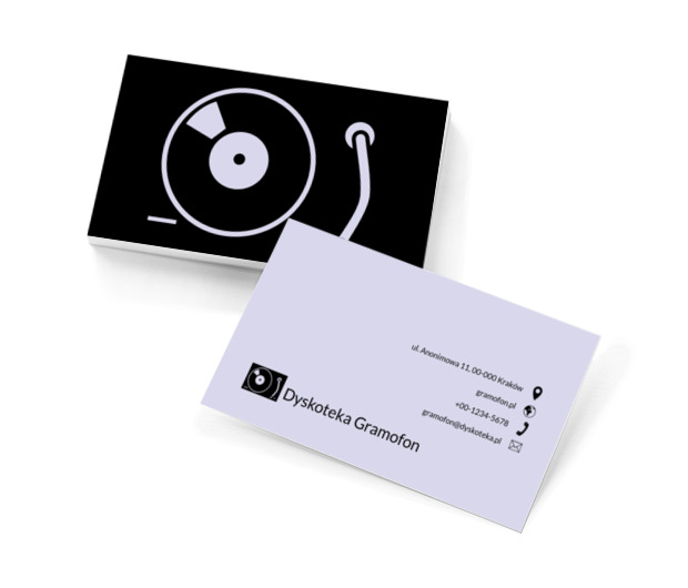 Gramofon z płytą, Rozrywka, Dyskoteka - Wizytówki Netprint szablony online