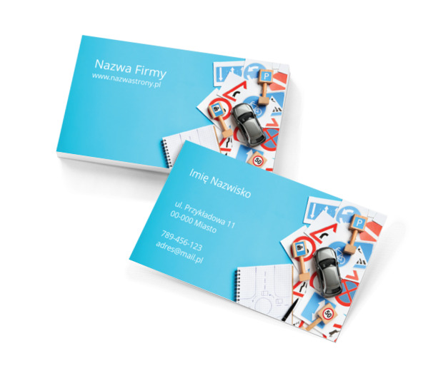 Świat ruchu drogowego w miniaturze, Motoryzacja, Nauka jazdy - Wizytówki Netprint szablony online