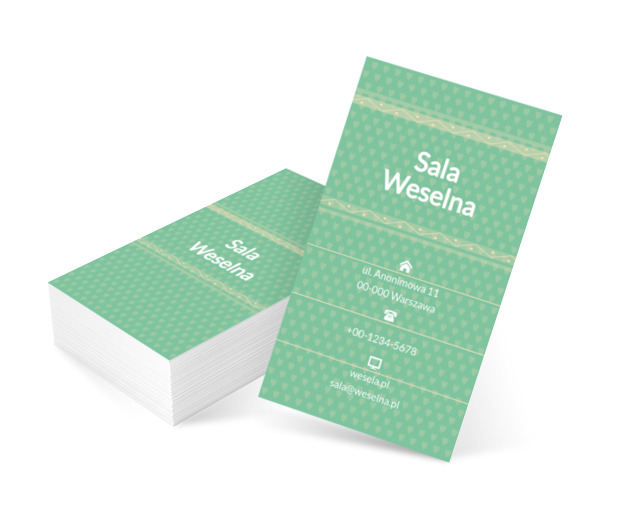 Zielony obrus w grochy, Rozrywka, Sala weselna - Wizytówki Netprint szablony online