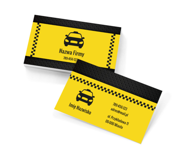 Żółty pas i czarna perforowana powierzchnia, Transport, Taxi - Wizytówki Netprint szablony online