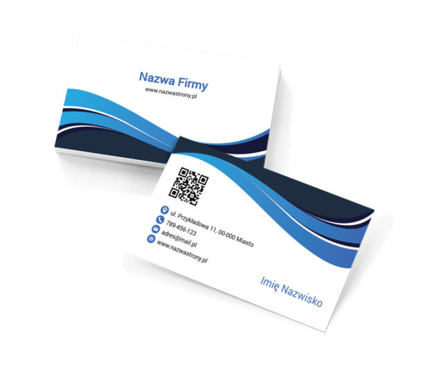 Niebieskie i dynamiczne fale, Motywy, Kod QR - Wizytówki Netprint szablony online