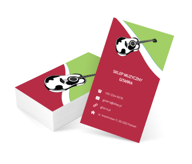 Czarno-biała gitara, Rozrywka, Sklep muzyczny - Wizytówki Netprint szablony online