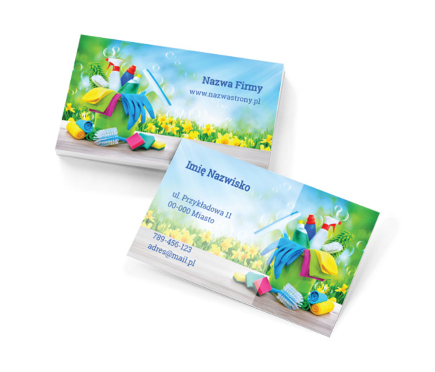 Wiosenna czystość, Usługi domowe, Firma sprzątająca - Wizytówki Netprint szablony online