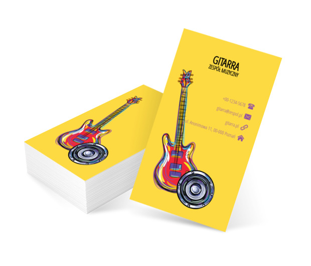 Kolorowa gitara, Rozrywka, Zespół muzyczny - Wizytówki Netprint szablony online