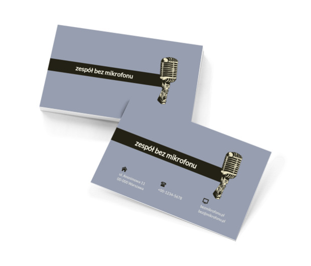 Mikrofon na popielatym tle, Rozrywka, Zespół muzyczny - Wizytówki Netprint szablony online