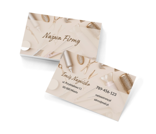 Stylowe narzędzia fryzjerskie , Zdrowie i uroda, Salon fryzjerski - Wizytówki Netprint szablony online