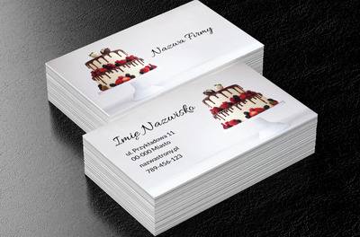 Elegancki tort z owocami i polewą czekoladową, Gastronomia, Cukiernia - Wizytówki Netprint