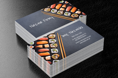 Kolorowa kompozycja sushi na kamiennym tle, Gastronomia, Restauracja - Wizytówki Netprint