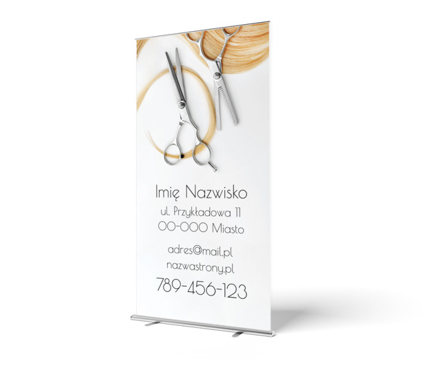 Subtelne ostrze nożyczek, Zdrowie i uroda, Salon fryzjerski - Roll-up Netprint szablony online