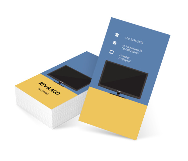 Czarny telewizor, Sprzedaż, RTV i AGD - Wizytówki Netprint szablony online