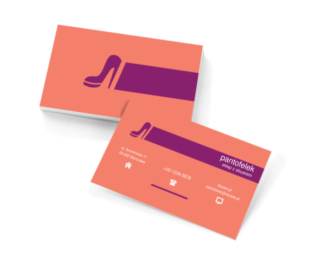 Fioletowy but na obcasie, Sprzedaż, Obuwie - Wizytówki Netprint szablony online
