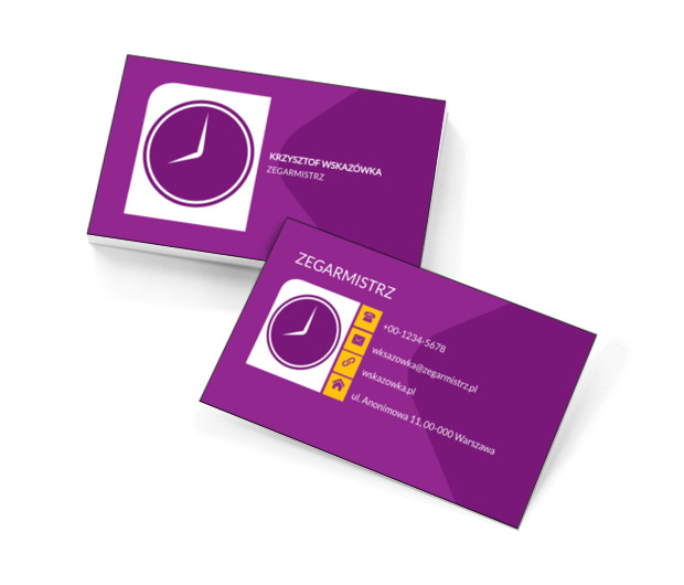 Biały zegar ścienny, Sprzedaż, Zegarmistrz - Wizytówki Netprint szablony online