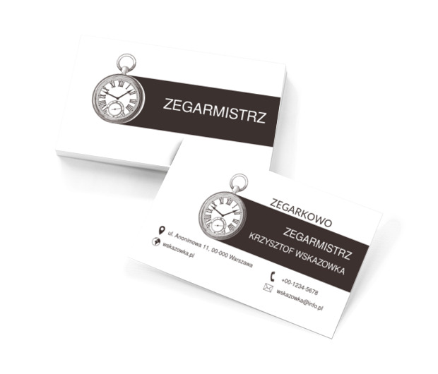 Czarny stary zegar, Sprzedaż, Zegarmistrz - Wizytówki Netprint szablony online