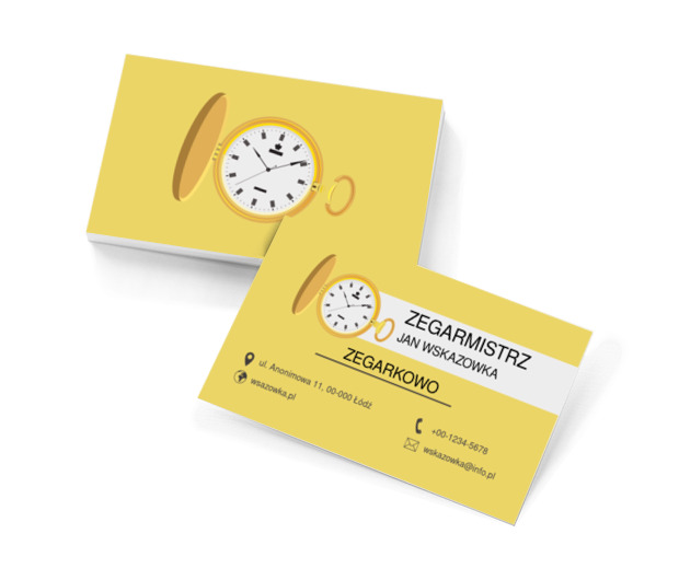 Złoty stary zegarek, Sprzedaż, Zegarmistrz - Wizytówki Netprint szablony online