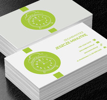 Biały budzik na zielonym tle, Sprzedaż, Zegarmistrz - Wizytówki Netprint