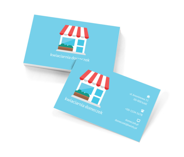 Domek z kolorowym dachem, Środowisko i Przyroda, Kwiaciarnia - Wizytówki Netprint szablony online