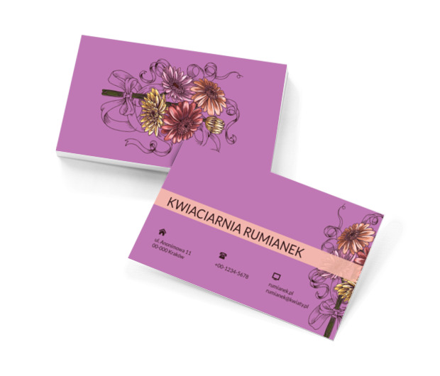 Kolorowy bukiet, Środowisko i Przyroda, Kwiaciarnia - Wizytówki Netprint szablony online