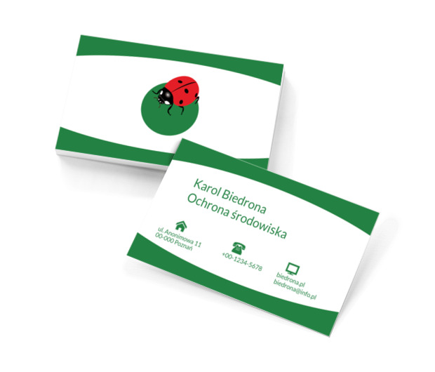 Biedronka na zielonym polu, Środowisko i Przyroda, Ochrona Środowiska - Wizytówki Netprint szablony online