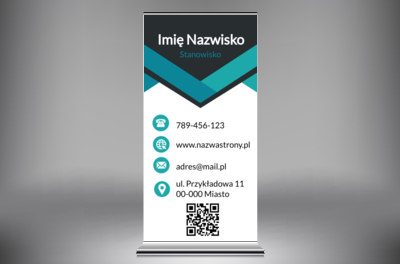 Turkusowy akcent profesjonalnej prezentacji, Motywy, Kod QR - Roll-up Netprint