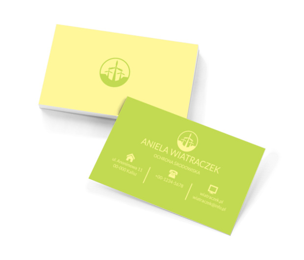 Zielone wiatraki, Środowisko i Przyroda, Ochrona Środowiska - Wizytówki Netprint szablony online