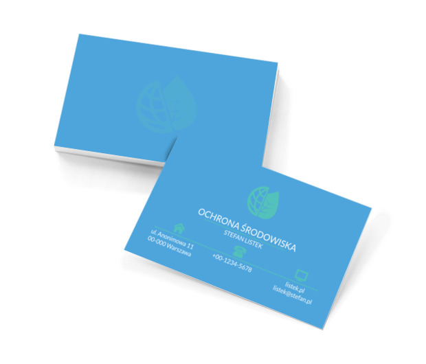 Jasne liście na niebieskim tle, Środowisko i Przyroda, Ochrona Środowiska - Wizytówki Netprint szablony online