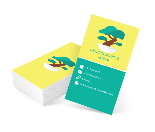 Zielone drzewko bonsai, Środowisko i Przyroda, Usługi ogrodnicze - Wizytówki Netprint szablony online