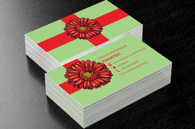 Czerwony kwiat na zielonym tle, Środowisko i Przyroda, Usługi ogrodnicze - Wizytówki Netprint