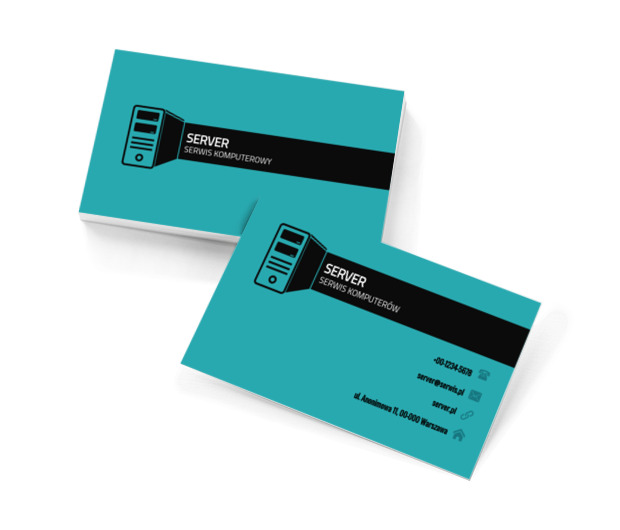 Czarny komputer stacjonarny, Telekomunikacja i Internet, Serwis komputerowy - Wizytówki Netprint szablony online