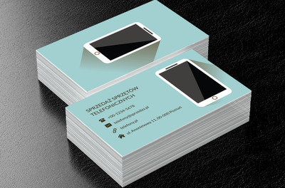 Biały smartfon, Telekomunikacja i Internet, Telefony komórkowe / Smartfony - Wizytówki Netprint