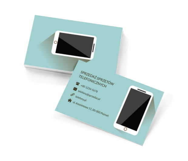 Biały smartfon, Telekomunikacja i Internet, Telefony komórkowe / Smartfony - Wizytówki Netprint szablony online