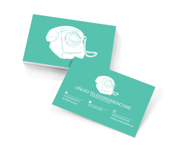 Biały telefon stacjonarny, Telekomunikacja i Internet, Usługi telekomunikacyjne - Wizytówki Netprint szablony online