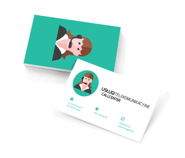 Kobieta telemarketer, Telekomunikacja i Internet, Usługi telekomunikacyjne - Wizytówki Netprint szablony online