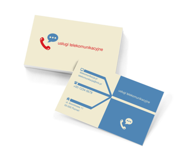 Czerwona słuchawka, Telekomunikacja i Internet, Usługi telekomunikacyjne - Wizytówki Netprint szablony online