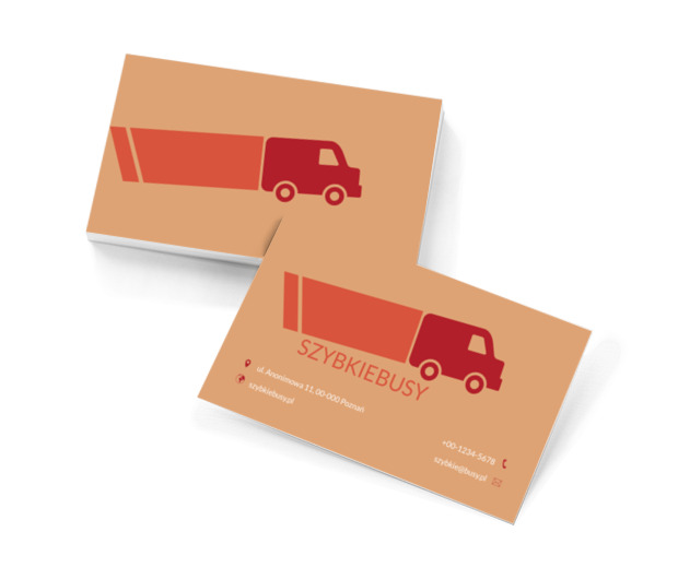 Czerwony bus, Transport, Busy - Wizytówki Netprint szablony online