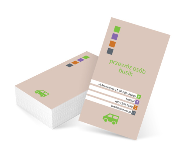 Zielony autobusik, Transport, Przewóz osób - Wizytówki Netprint szablony online