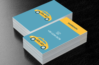 Taksówka na niebieskim tle, Transport, Taxi - Wizytówki Netprint